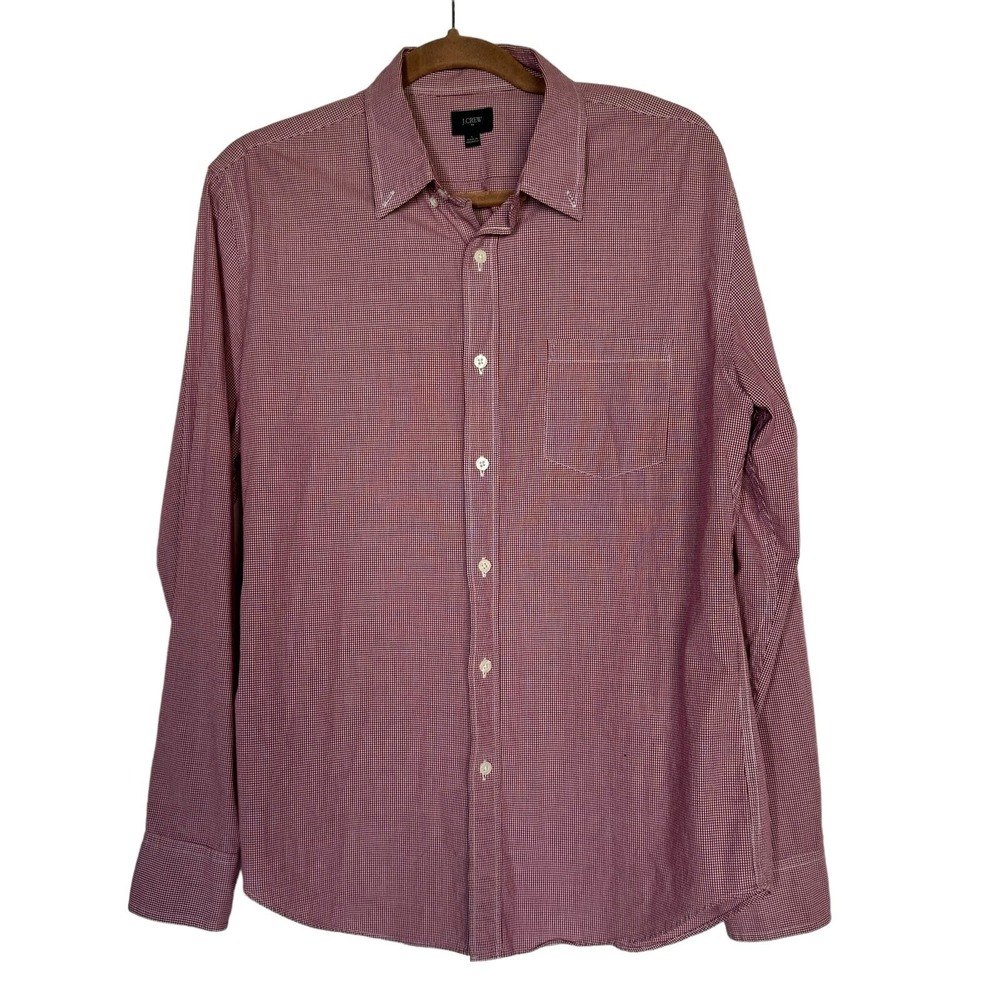Men's J CREW Factory Shirt men's Check Large Red & White
